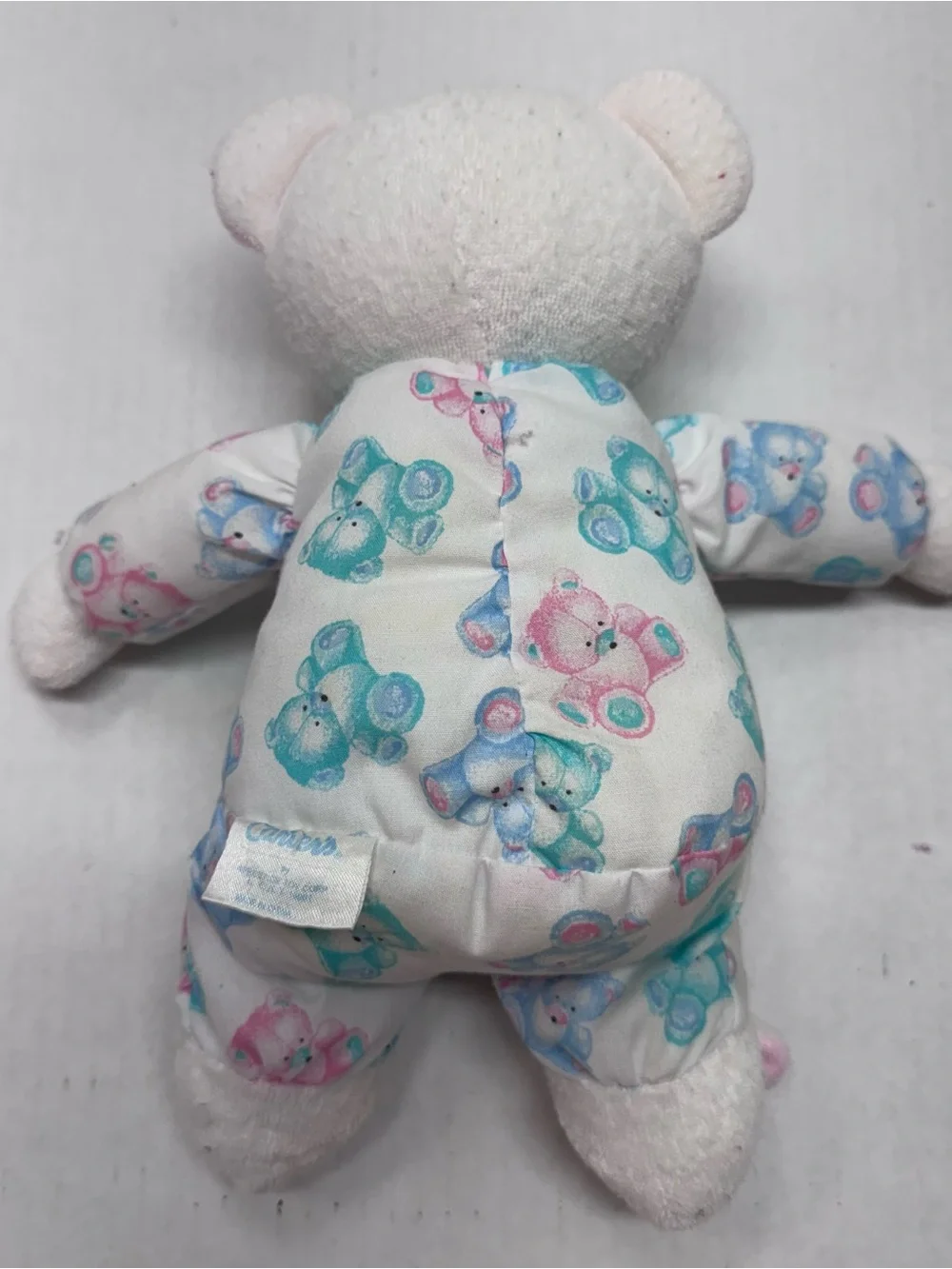 Carters Teddy Bear Rattle Plush White Bunny Slippers Terry Cloth Baby Toy